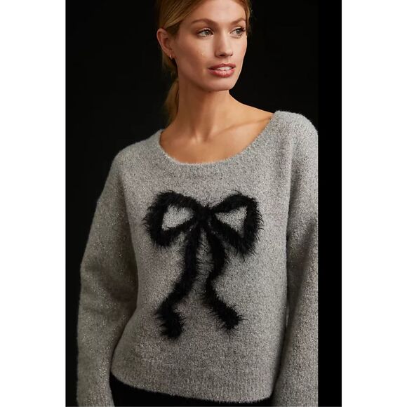 NWT Anthropologie wool blend bow sweater, Small $148 F29 - Picture 1 of 7
